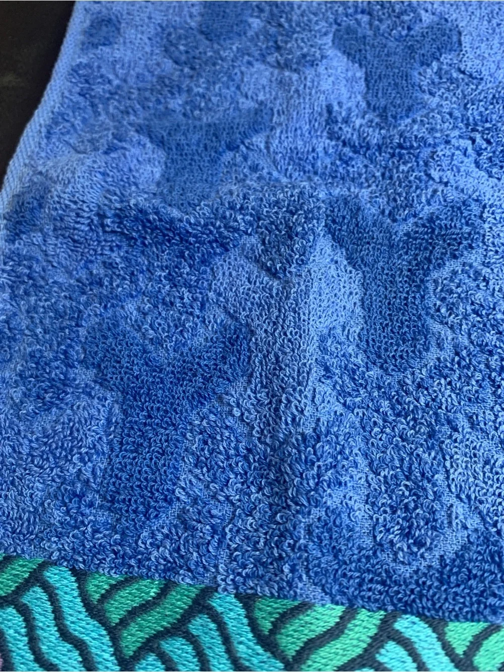 Yves Saint Laurent Blue Towel with Teal, Pink & Black Accents